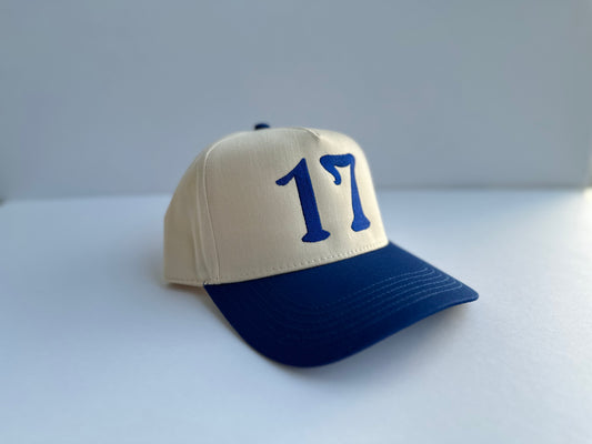 WHITE AND BLUE 17 CAP